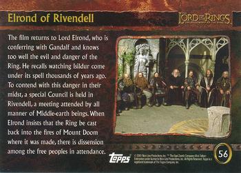 2001 Topps Lord of the Rings: The Fellowship of the Ring #56 Elrond of Rivendell Back