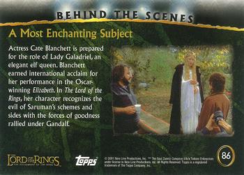 2001 Topps Lord of the Rings: The Fellowship of the Ring #86 A Most Enchanting Subject Back