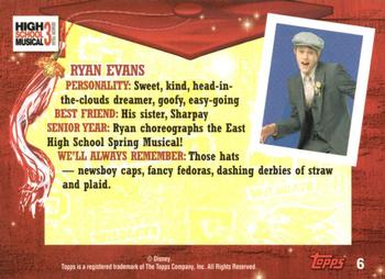 2008 Topps High School Musical 3: Senior Year #6 Ryan Evans Back