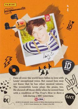 2013 Panini One Direction #4 Louis Tomlinson Back
