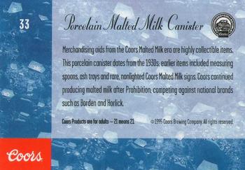 1995 Coors #33 Porcelain Malted Milk Canister Back
