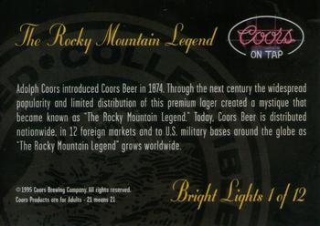 1995 Coors - Bright Lights #1 The Rocky Mountain Legend Back