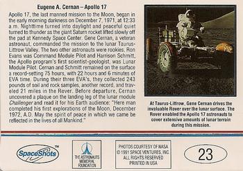 1991 Space Ventures Space Shots Moon Mars #23 Eugene A. Cernan - Apollo 17 Back