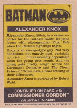 1989 O-Pee-Chee Batman Movie #7 Alexander Knox Back