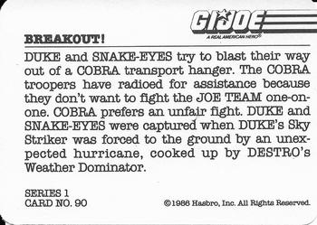 1986 Hasbro G.I. Joe Action Cards #90 Breakout! Back