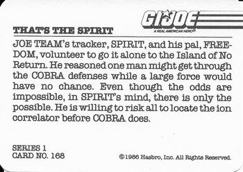 1986 Hasbro G.I. Joe Action Cards #168 That's the Spirit Back