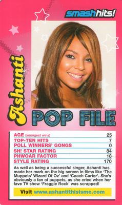 2005 Top Trumps Specials Smash Hits Pop Stars 3 #NNO Ashanti Front