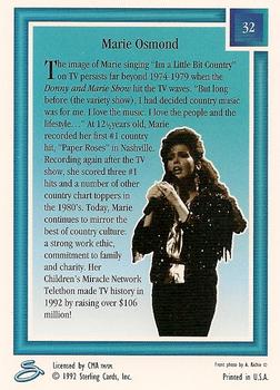 1992 Sterling Country Gold - Gold Foil #32 Marie Osmond Back