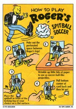 1993 Topps Nicktoons - Activity Cards #8 Roger's Spitball Soccer Back