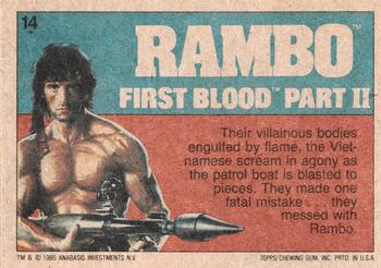 1985 Topps Rambo First Blood Part II #14 Pirates in Flames! Back