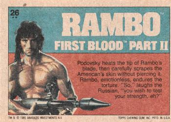 1985 Topps Rambo First Blood Part II #26 The Unkindest Cut! Back