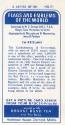 1967 Brooke Bond Flags and Emblems of the World #31 Switzerland Back