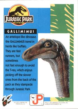 1993 Topps Jurassic Park #6 Gallimimus Back