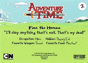 2014 Cryptozoic Adventure Time PlayPaks #2 Finn the Human Back
