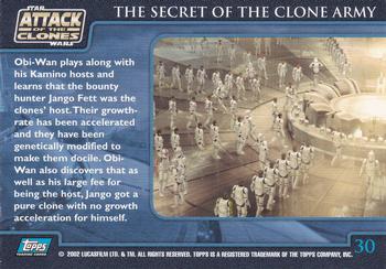 2002 Topps Star Wars: Attack of the Clones (UK) #30 The Secret of the Clone Army Back