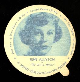 1952 Dixie Cup Lids Movie, Cowboy, and TV Stars (F5-18) #NNO June Allyson Front