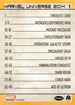 2014 Rittenhouse Marvel Universe #1 Title Card / Checklist Back