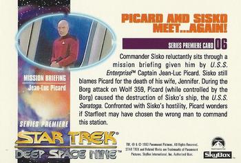 1993 SkyBox Star Trek: Deep Space Nine Premier #06 Picard and Sisko Meet ... Again! Back
