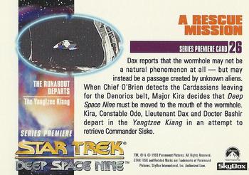 1993 SkyBox Star Trek: Deep Space Nine Premier #26 A Rescue Mission Back