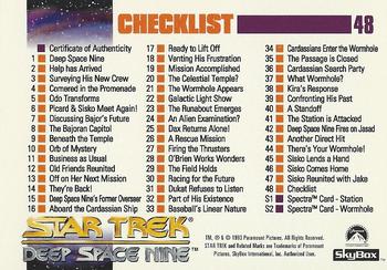 1993 SkyBox Star Trek: Deep Space Nine Premier #48 Checklist Back