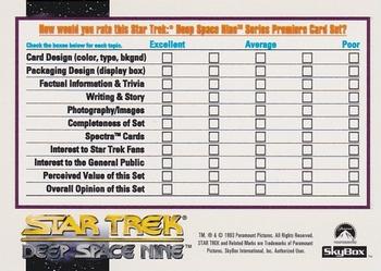 1993 SkyBox Star Trek: Deep Space Nine Premier #NNO Star Trek DS9 Survey Card Back
