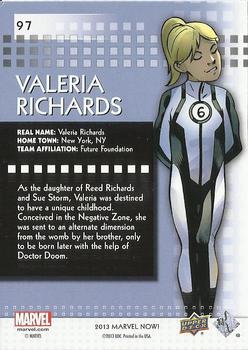 2013 Upper Deck Marvel Now! #97 Valeria Richards Back