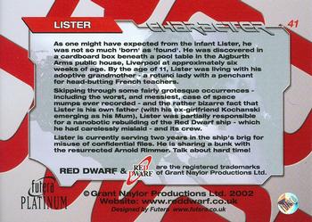 2002 Futera Red Dwarf  #41 Dave Lister Back
