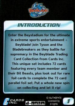 2003 Cards Inc. Beyblade - Foil #1 Introduction Back