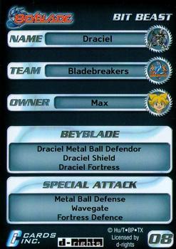 2003 Cards Inc. Beyblade - Foil #8 Draciel - Bit Beast Back