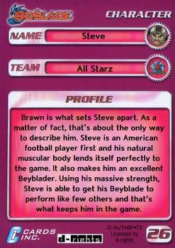 2003 Cards Inc. Beyblade - Foil #26 Steve - Character Back