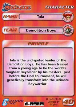 2003 Cards Inc. Beyblade - Foil #40 Tala - Character Back