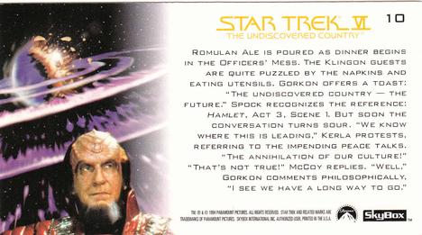 1994 SkyBox Star Trek VI The Undiscovered Country Cinema Collection #10 Table Manners Back