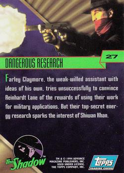 1994 Topps The Shadow #27 Dangerous Research Back