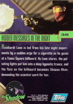 1994 Topps The Shadow #38 Hidden Messages in the Night Back