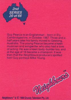 1988 Topps Neighbours Series 2 #20 Guy Pearce is an Englishman - born in Ely, Cambrid Back