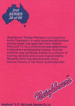1988 Topps Neighbours Series 2 #38 Neighbours' Madge Ramsay is portrayed by Anne Char Back