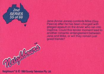 1988 Topps Neighbours Series 2 #55 Jane (Annie Jones) comforts Mike (Guy Pearce) afte Back