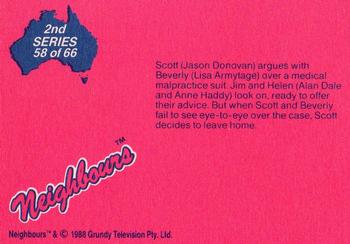 1988 Topps Neighbours Series 2 #58 Scott (Jason Donovan) argues with Beverly (Lisa Ar Back