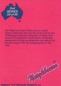 1988 Topps Neighbours Series 2 #59 Jim Robinson (Alan Dale) and son Scott (Jason Dono Back