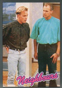 1988 Topps Neighbours Series 2 #59 Jim Robinson (Alan Dale) and son Scott (Jason Dono Front