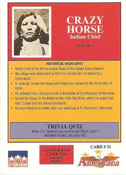 1992 Starline Americana #21 Crazy Horse Back