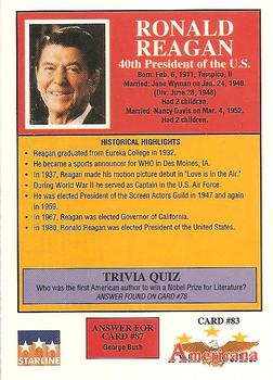 1992 Starline Americana #83 Ronald Reagan Back