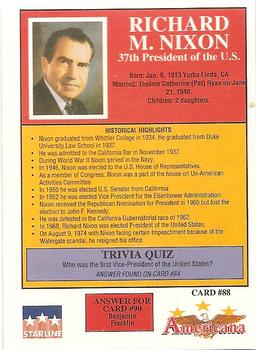 1992 Starline Americana #88 Richard M. Nixon Back