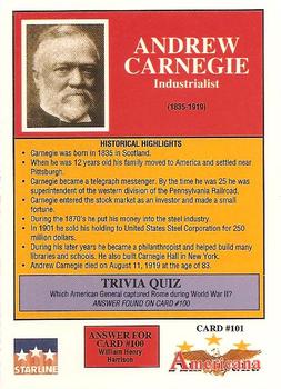 1992 Starline Americana #101 Andrew Carnegie  Back