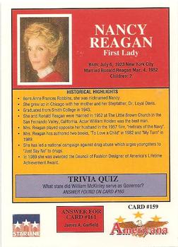 1992 Starline Americana #159 Nancy Reagan Back
