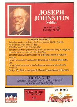 1992 Starline Americana #160 Joseph Johnston    Back