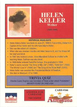 1992 Starline Americana #166 Helen Keller Back