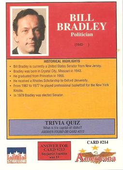 1992 Starline Americana #214 Bill Bradley Back