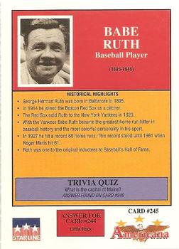 1992 Starline Americana #245 Babe Ruth Back