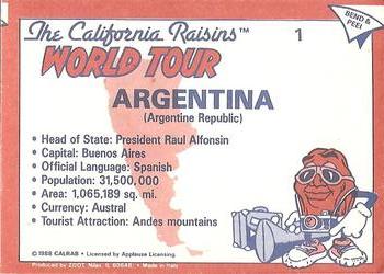1988 Zoot The California Raisins World Tour #1 Argentina Back
